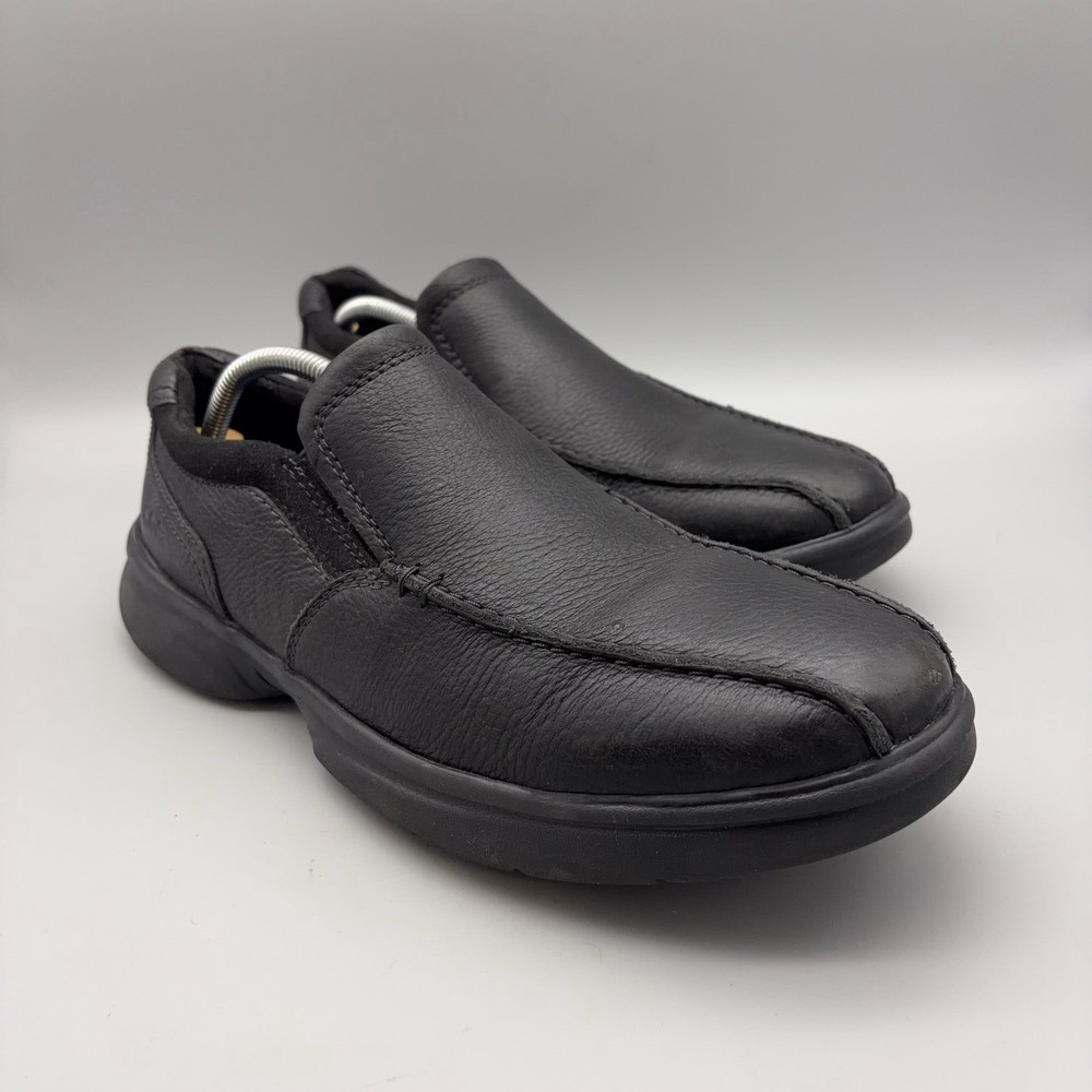 Clarks Shoes Mens Size 10 Black Leather Slip On Cotrell Free Loafers Comfort