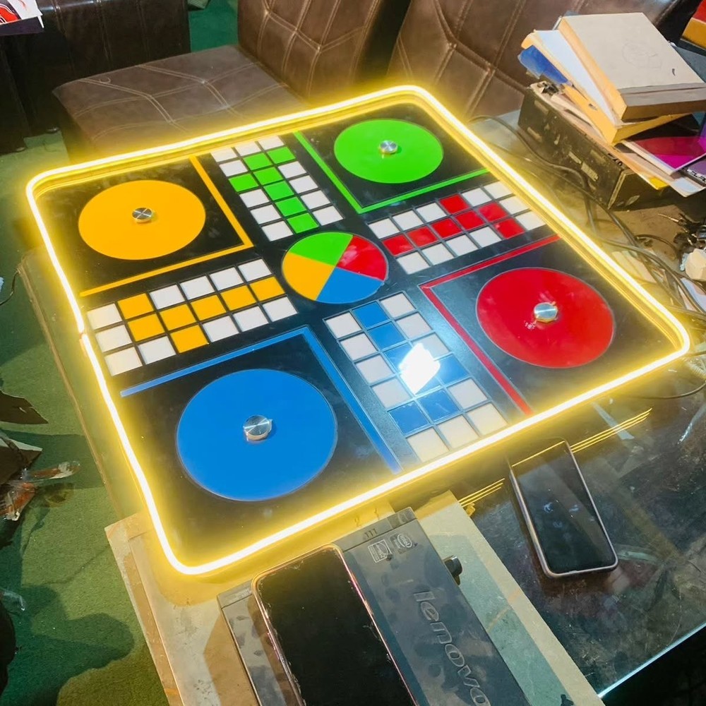 Ludo BoardPremium Acrylic Glass Ludo Board with LED Backlight Stylish Glowing