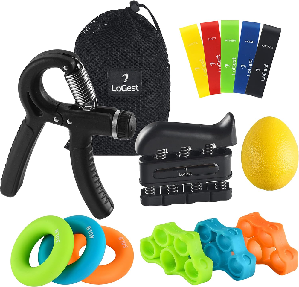 Hand Grip Strengthener Set Forearm Adjustable Resistance Hand Gripper, Finger Ex