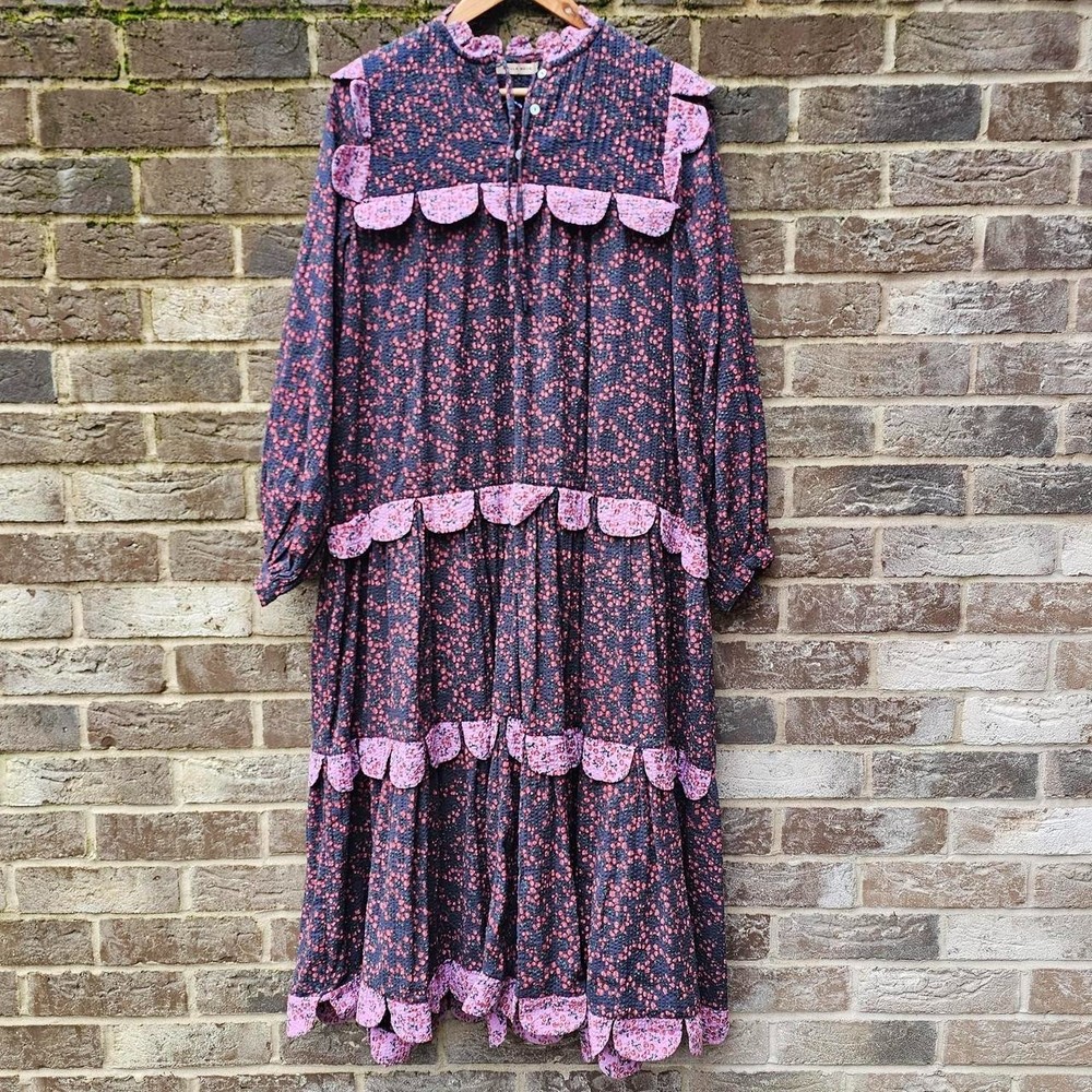 Stella Nova Navy and Lilac Maxi Dress | Holly Hobby Style | Size 36