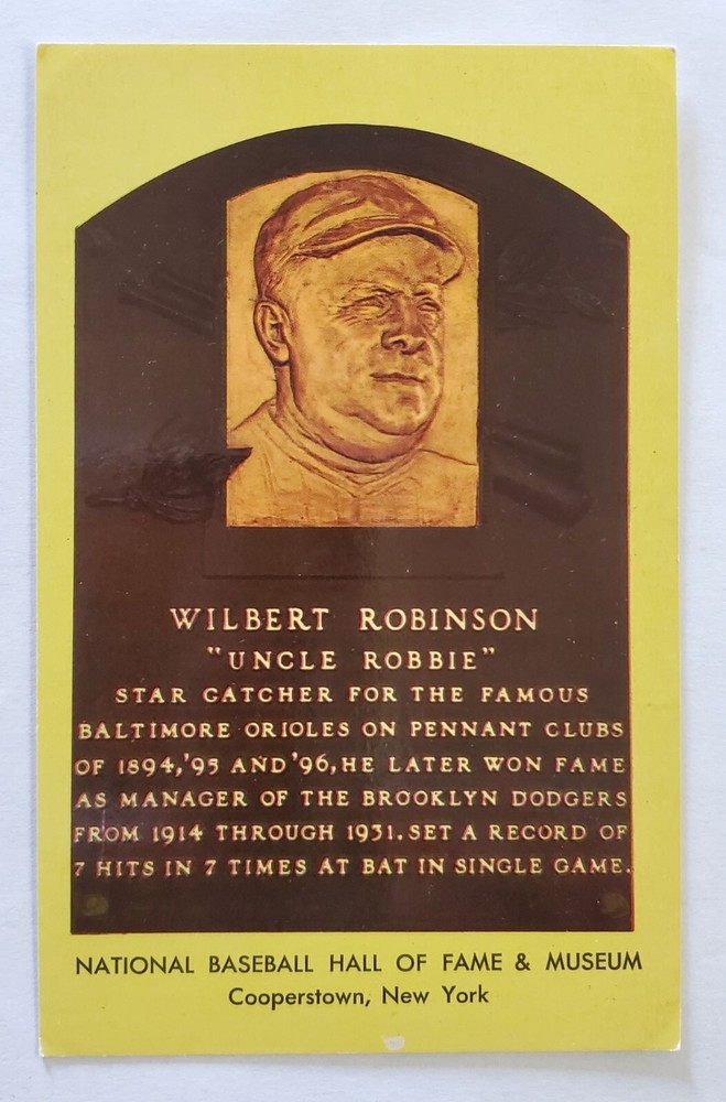 Postcard Wilbert Robinson Hall Of Fame Plaque National Baseball Cooperstown NY
