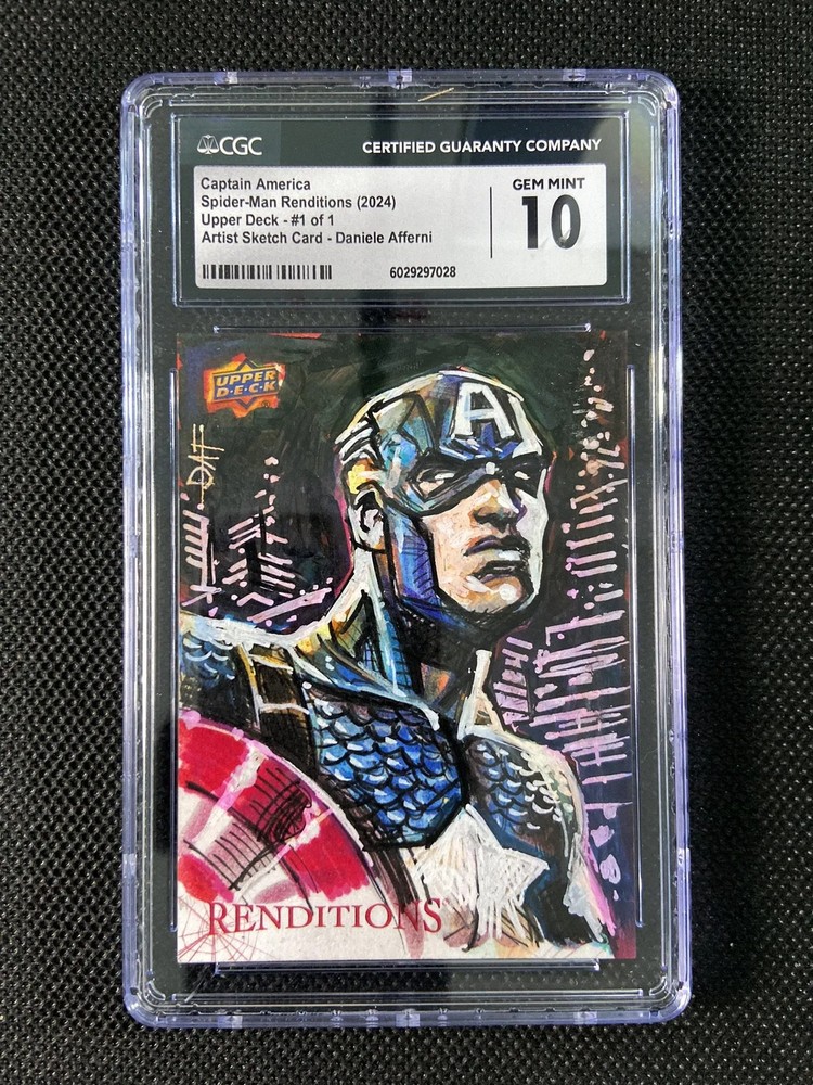 2024 UD Marvel Spider-Man Renditions Art Sketch Captain America 1/1 CGC 10 GAV