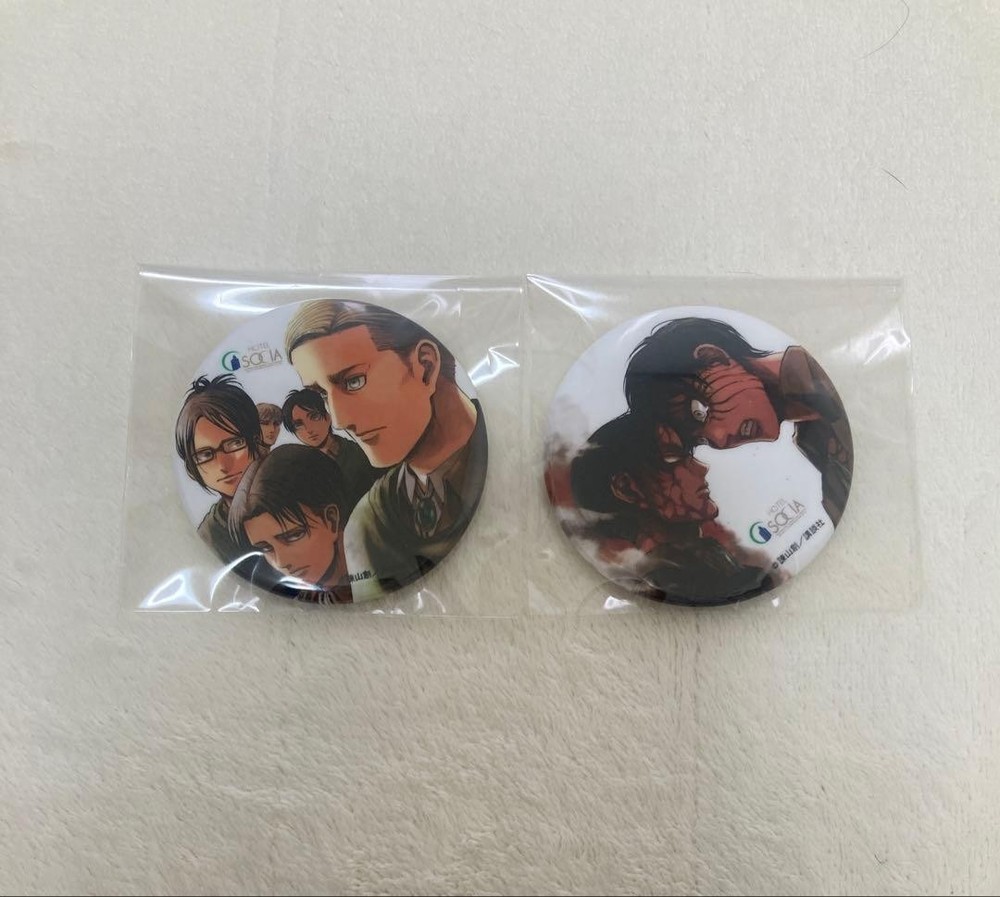 Attack on Titan Levi Erwin Eren Hange Can Badge Accommodation Benefit-image