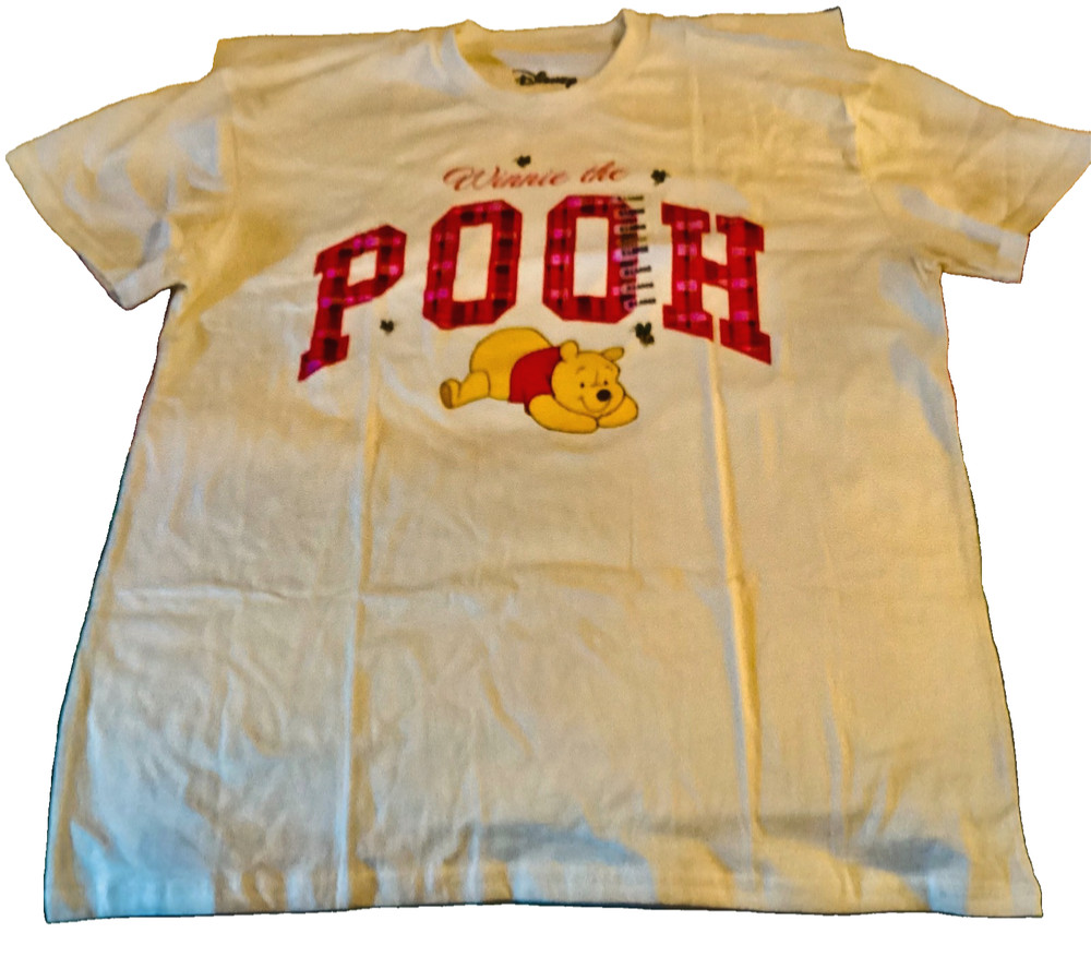 Disney Winnie The Pooh Women’s XL Graphic T Shirt White Red Logo NWT