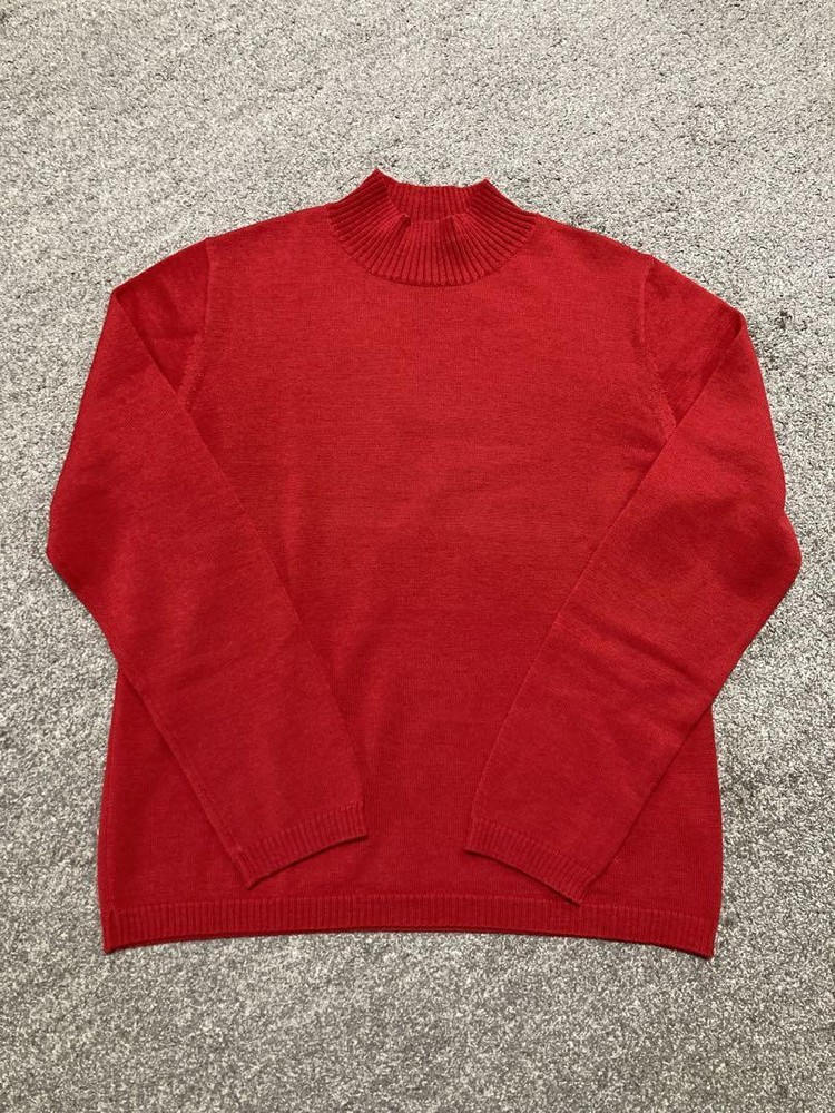 Burberry London High Neck Sweater M Cashmere Blend Red Wool 95% New