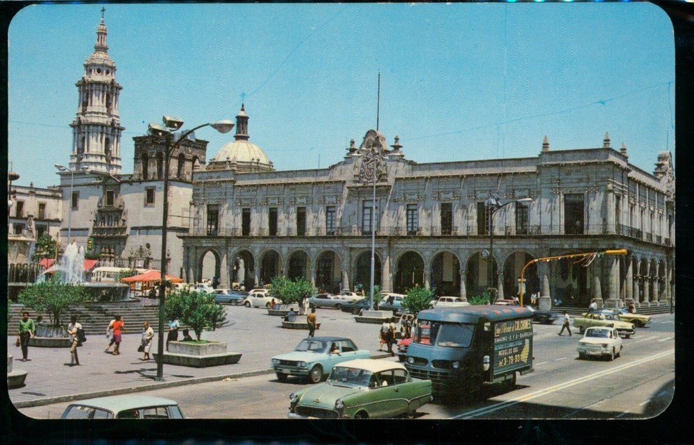 View of the City Hall in Guadalajara Mexico Postcard Chrome Old Cars