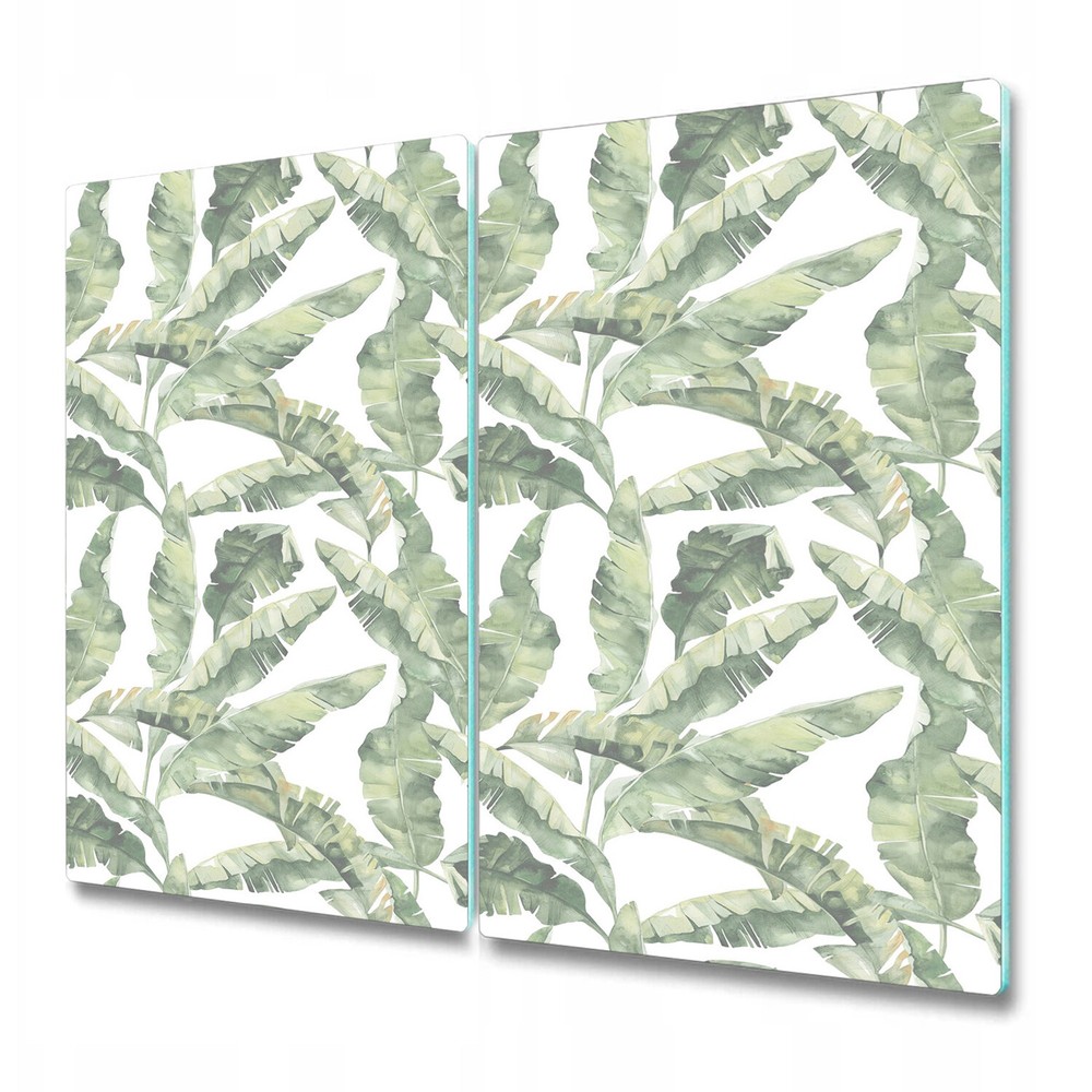 Glass Chopping Board Utensil Green Banana Leaves Alternative Exotic Drawing