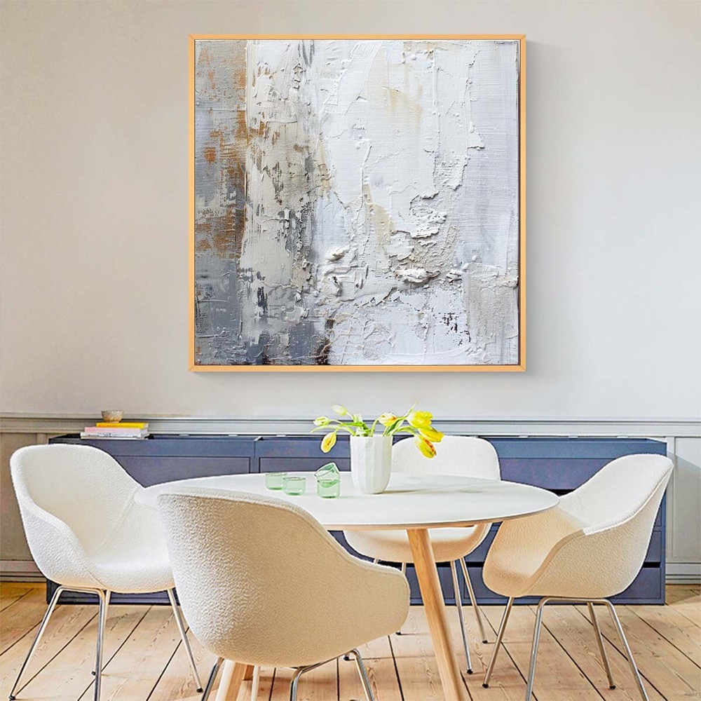 Hand-Painted Oil Painting Abstract Wall Art Imaginative Vistas White and brown