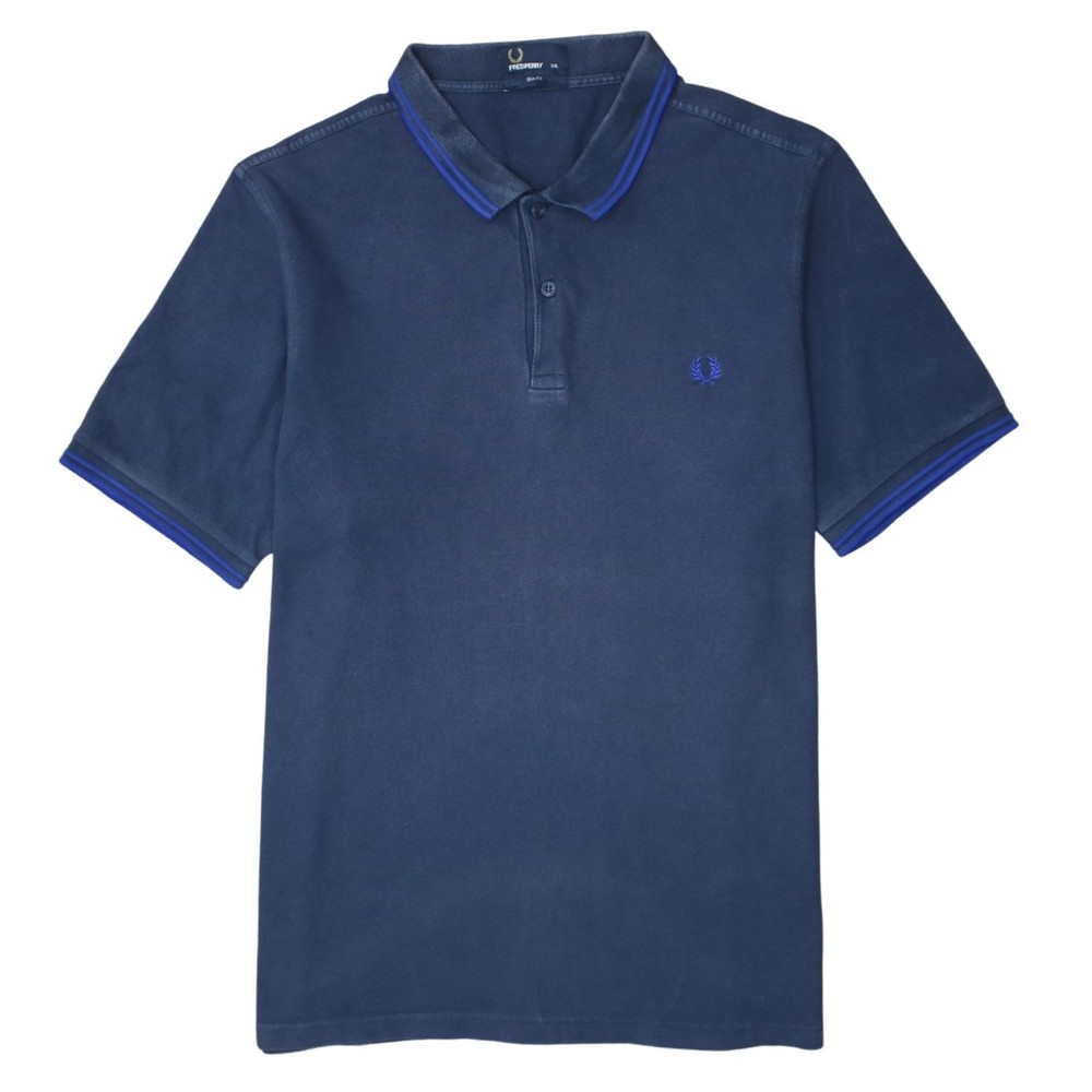 Fred Perry Womens Polo Shirt Navy Blue Cotton Tipped Collar Embroidered Logo XXL
