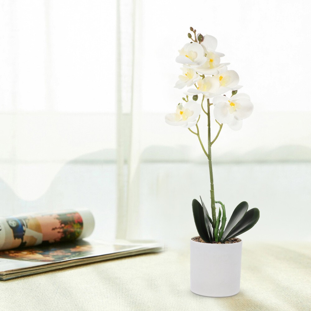 Outdoor Artificial Potted Bonsai Phalaenopsis Faux Decor Plant