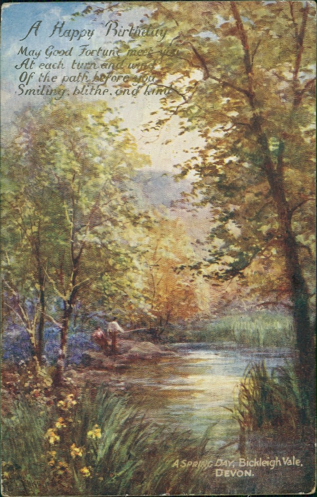 Devon Bickleigh Vale A spring Day 1918 Postmark Tucks Oilette 7858