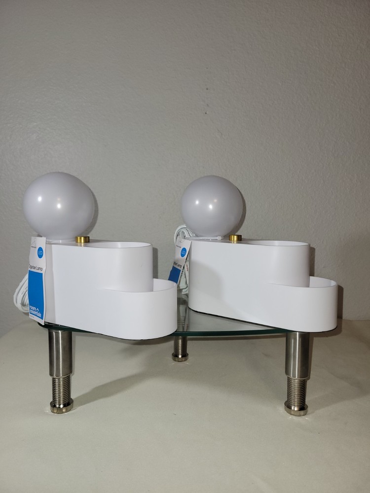Room Essentials Globe Light Touch White Organizer Novelty Table Lamp Set Of 2