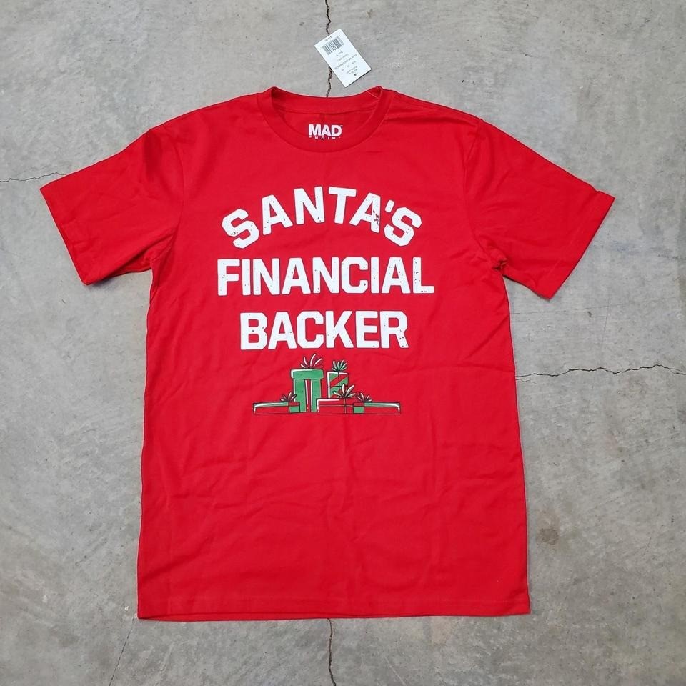 Santa's Financial Backer Christmas Graphic T-Shirt Brand New With Tags