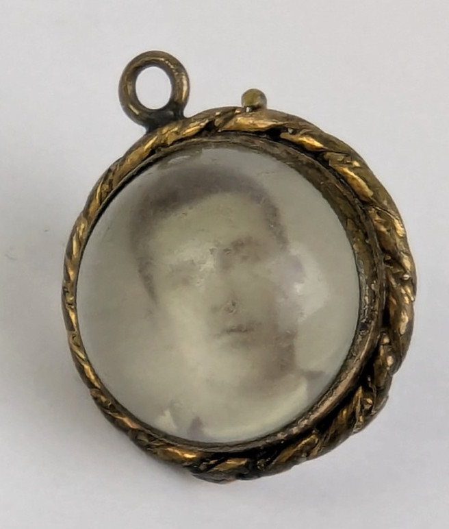 Victorian Pools of Light Rock Crystal Orb Photo Locket Pendant Fob w Photos