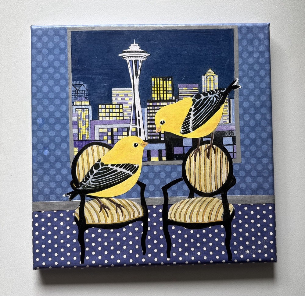 Original, Signed Lynne Alexander Mixed Media Collage Art - 
