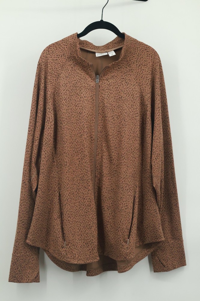 Athleta Leopard Print Salutation Jacket Full Zip Brown Athletic 3X Plus Size