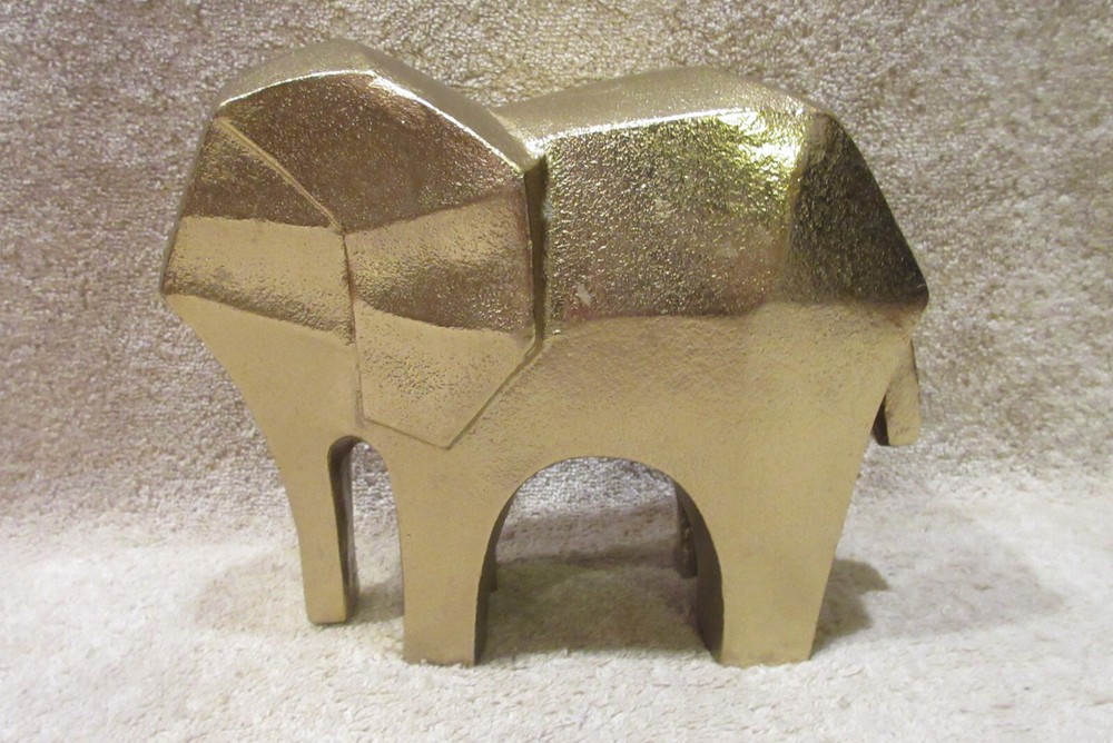 Abstract Cubist Elephant Sculpture in Cast Aluminum MCM Metal Art-image