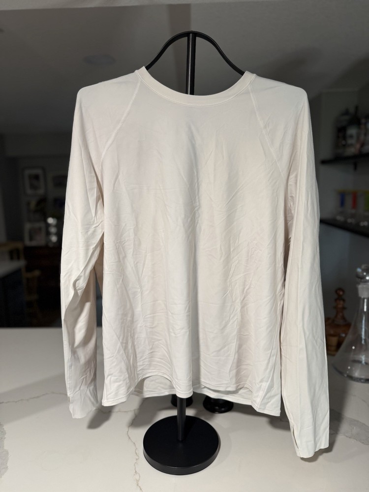 Lululemon Women's White Long Sleeve Lightweight Crew Neck T-Shirt Size L