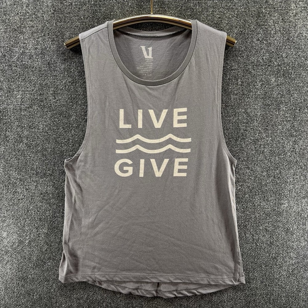 Vuori Tank Top Womens Medium Logo Graphic Shirt Gray Heathered Athletic Sporty