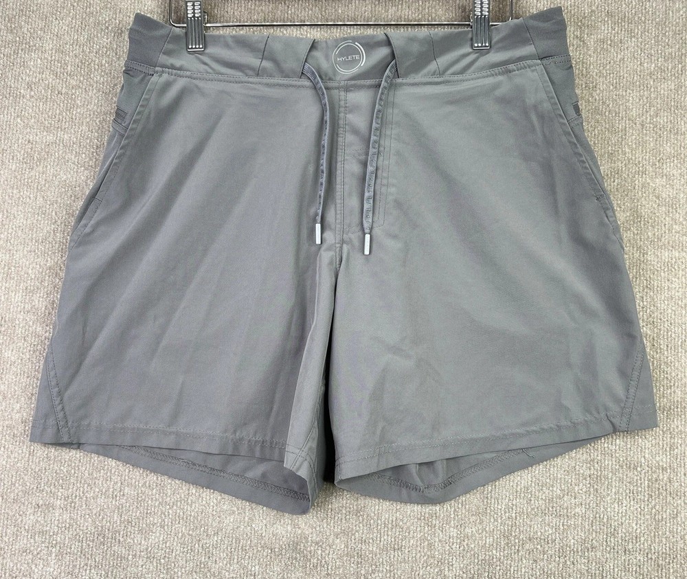 Hylete Men's Shorts Above Knee Training Drawstring Zip Pockets Stretch Gray L