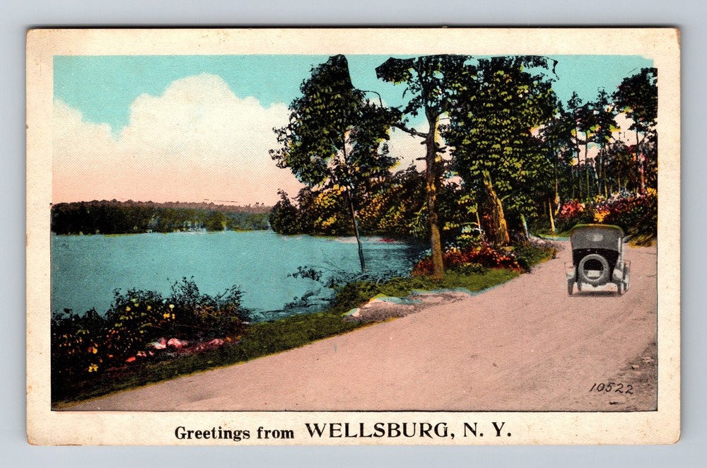Wellsburg NY-New York Scenic General Greetings Road Vintage Postcard Standard