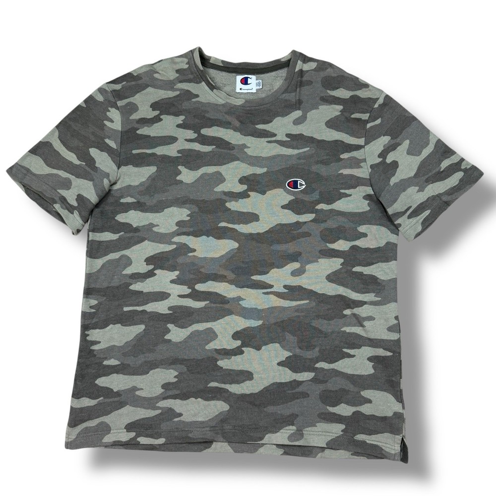 Champion Camo Green Gray Crewneck Short Sleeve Tee Sz Medium Streetwear
