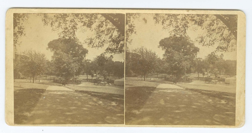 D1138~ MASSACHUSETTS – Boston Public Gardens c.1870s Stereoview