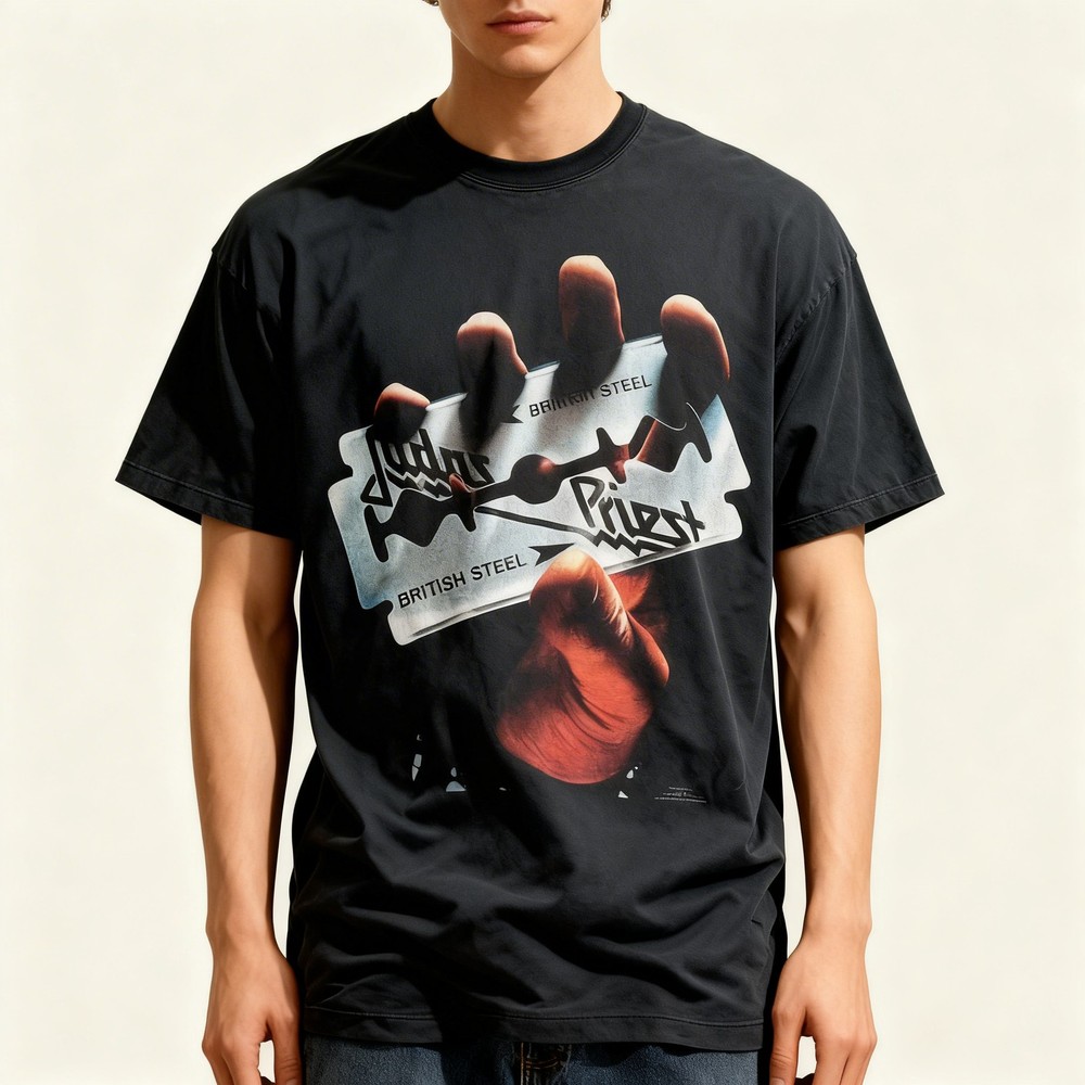 Judas Priest British Steel Black World Tour 1980 T-Shirt