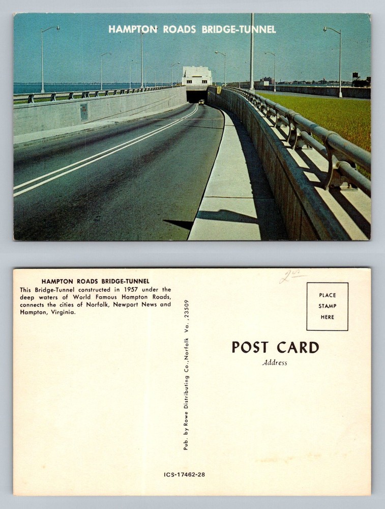 Hampton, VA-Virginia, Hampton Roads Bridge Tunnel Entrance Vintage Postcard