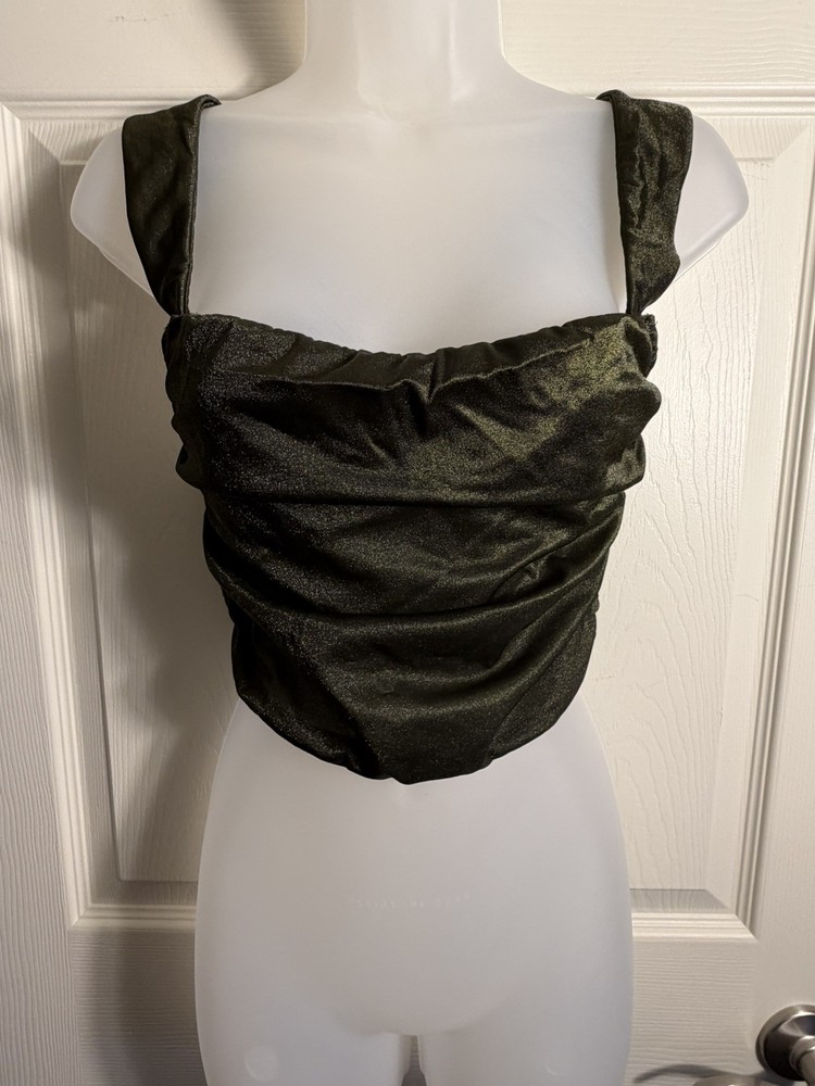 Out From Under Womens Green Corset Crop Top Size Small