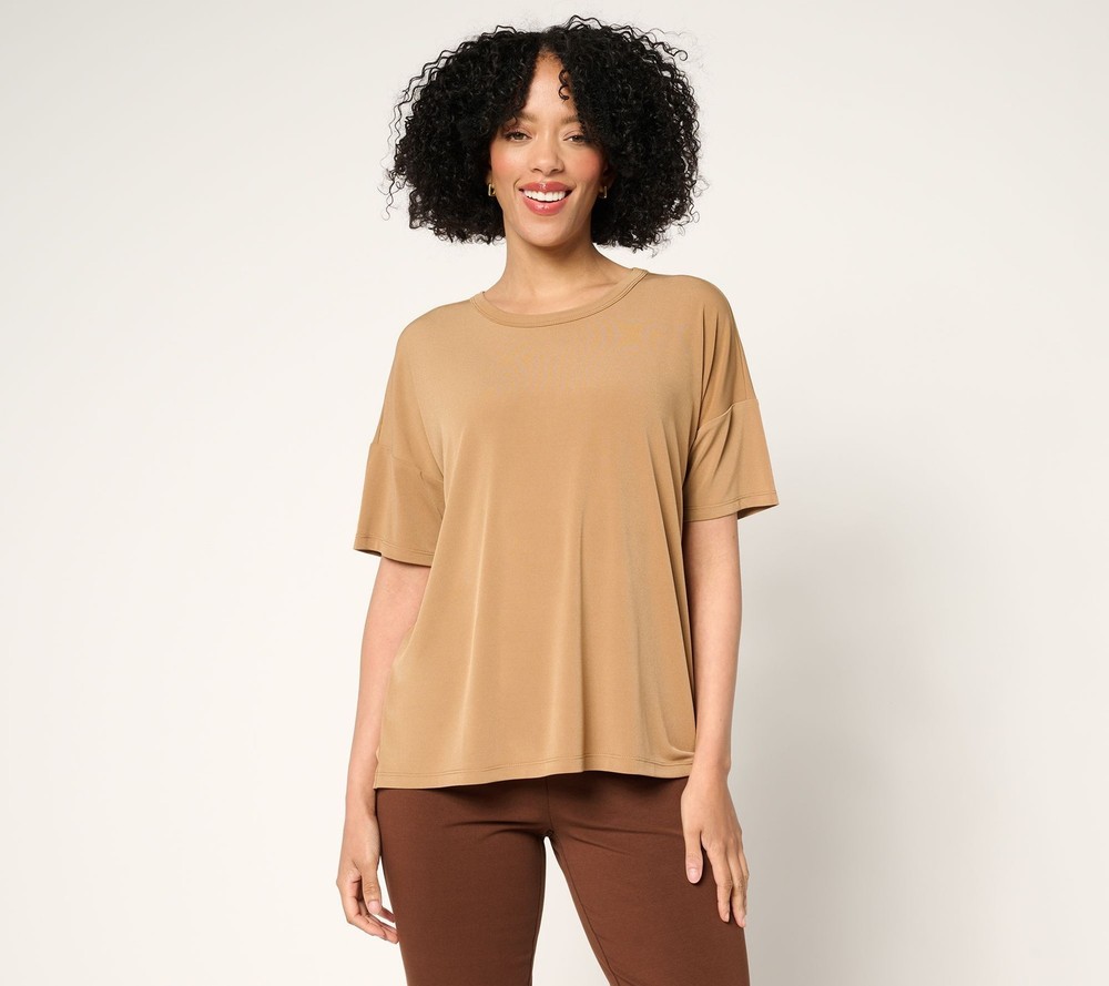 Susan Graver Women's Top Sz XL Essentials Liquid Knit Dolman Brown A692153
