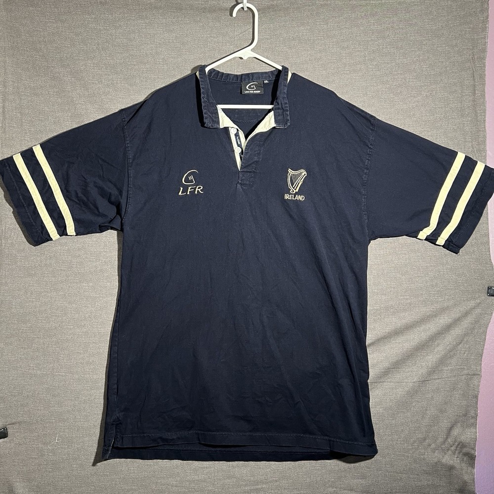 Mens LFR Ireland Rugby Shirt Sz XXL Blue Striped Jersey Live For Rugby 2XL