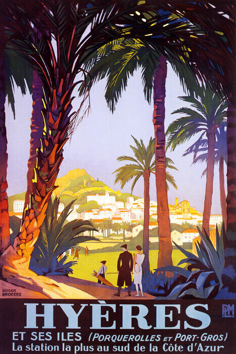 Vintage Hyeres Cote d'Azur France Golf Course Resort Travel Poster Repro