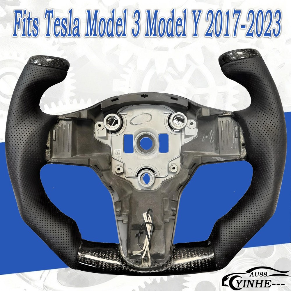 Custom Made Carbon Fiber Steering Wheel Fit for Tesla Model 3 Model Y 2017-2023