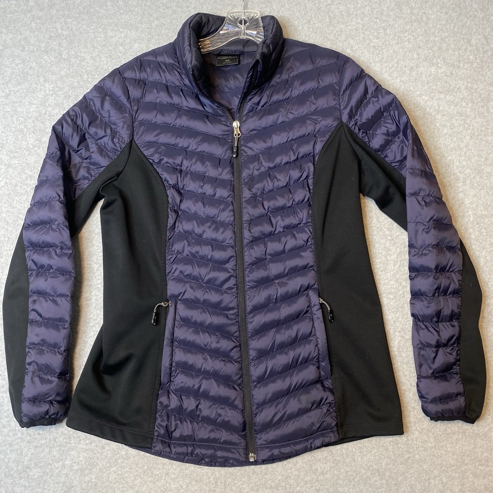 32 Degrees Heat Down Puffer Jacket Women M Purple Full Zip Ultra Light Packable