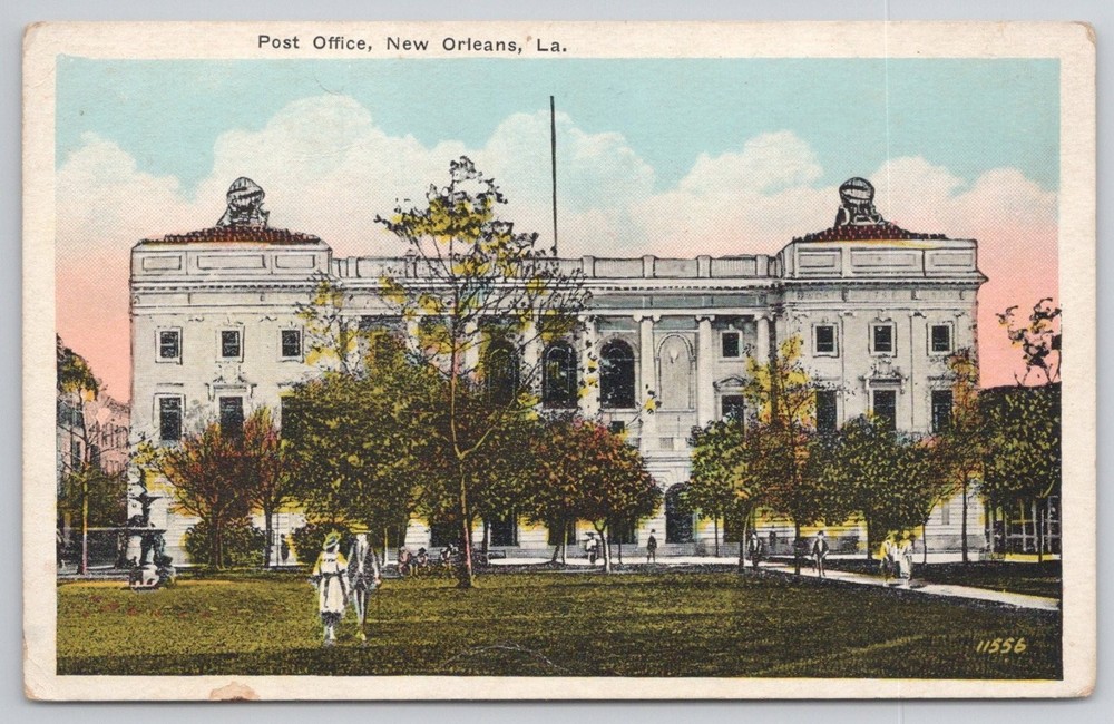 New Orleans LA Post Office Lafayette Square Vintage Postcard C.B. Mason