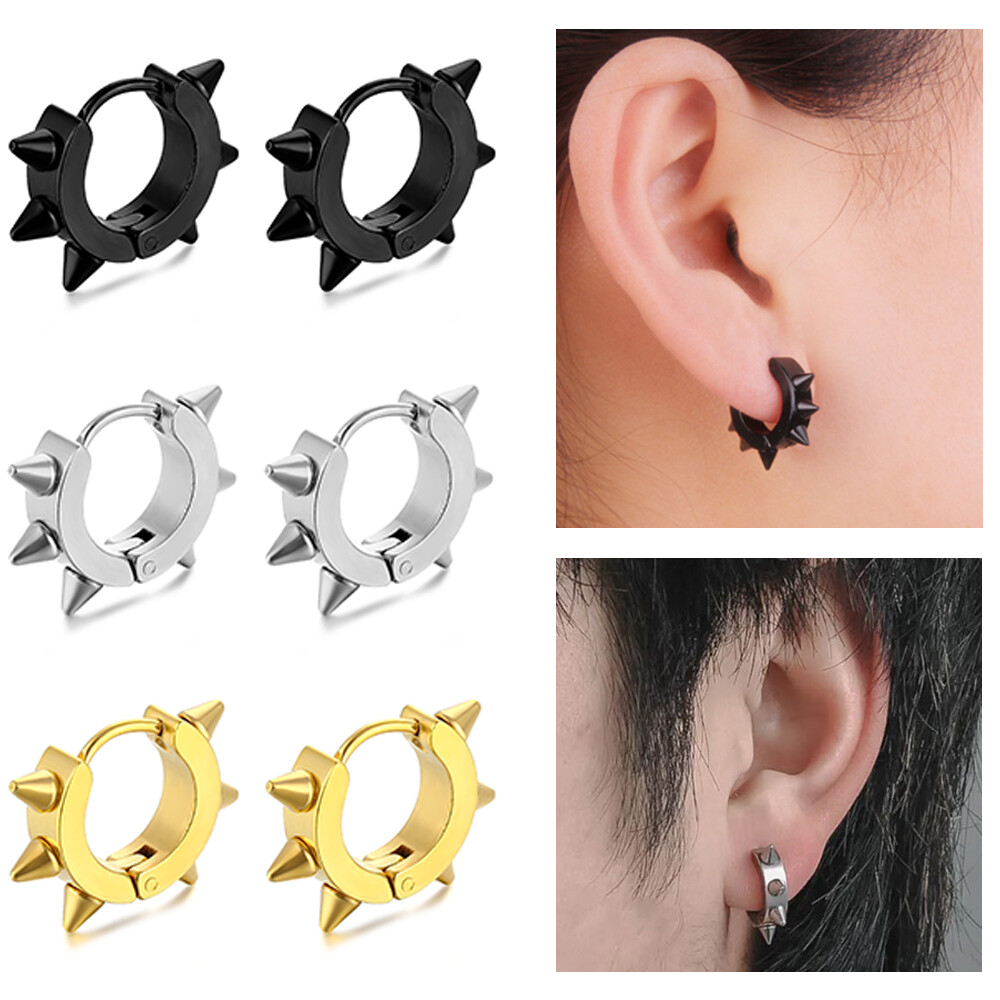 Punk Spike Rivet Hoop Earrings for Women and Men Street Style Jewelry