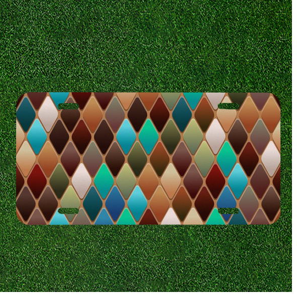 Custom Personalized Car License Plate with Vibrant Abstract Tile Design  