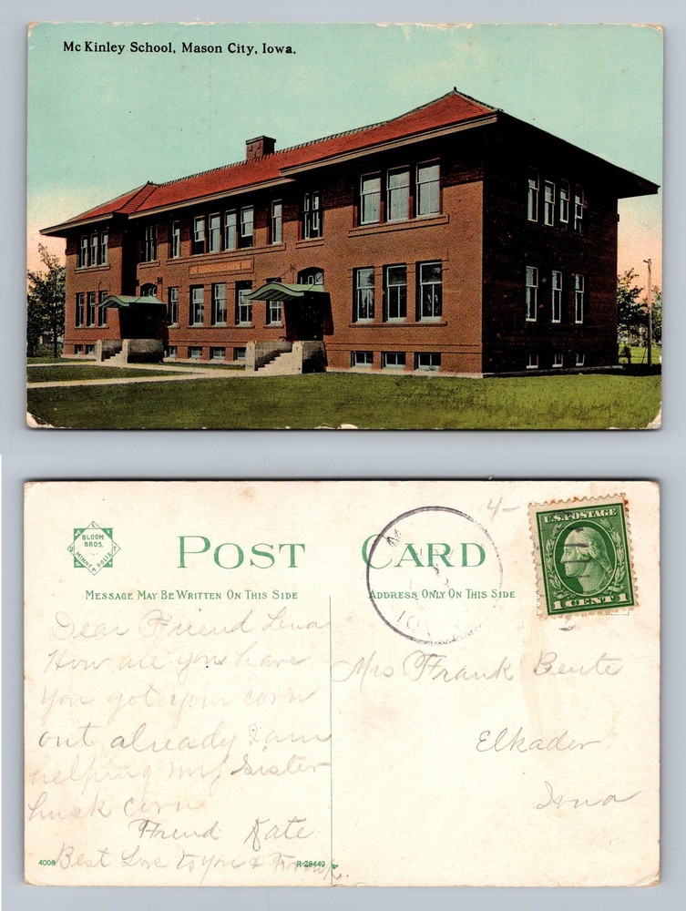 Mason City, IA-Iowa, McKinley School Red Brick Building Vintage Postcard