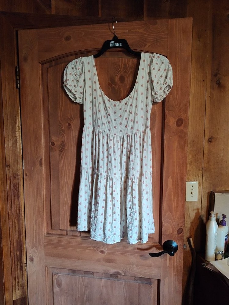 Cottagecore Babydoll Tiered Jessica Simpson Polka Dot Puff Sleeve Dress