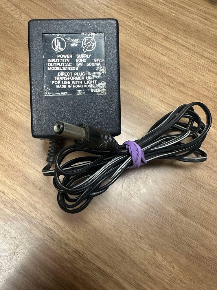 Power Supply Input 117V 60Hz 9W Output AC 9V 500MA Model E1420B