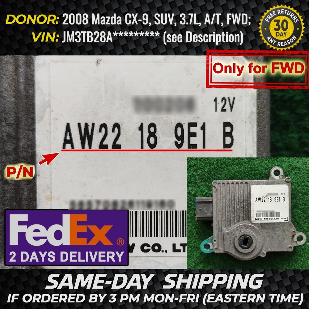 ✅TCM TCU 2008 Mazda CX-9 3.7L Transmission Control Module Computer AW22 18 9E1 B