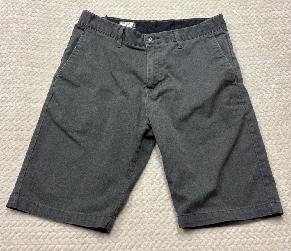 Volcom Shorts Mens 31 Gray Chino Casual Skate Surf Cotton Flat Front