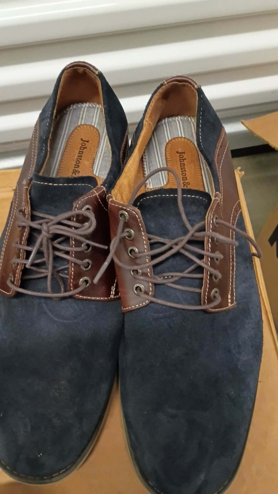 Johnston & Murphy Navy Brown Suede Leather Wingtip Oxford Men's US Size 11