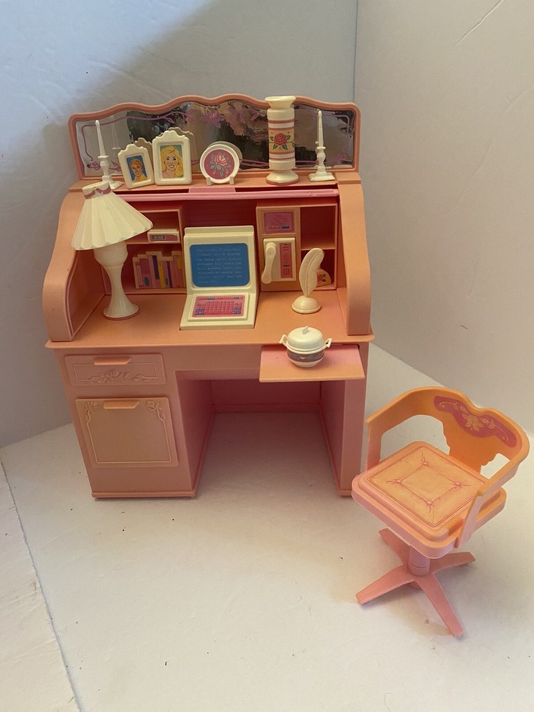 Barbie Sweet Roses Roll-Top Desk COMPLETE SET