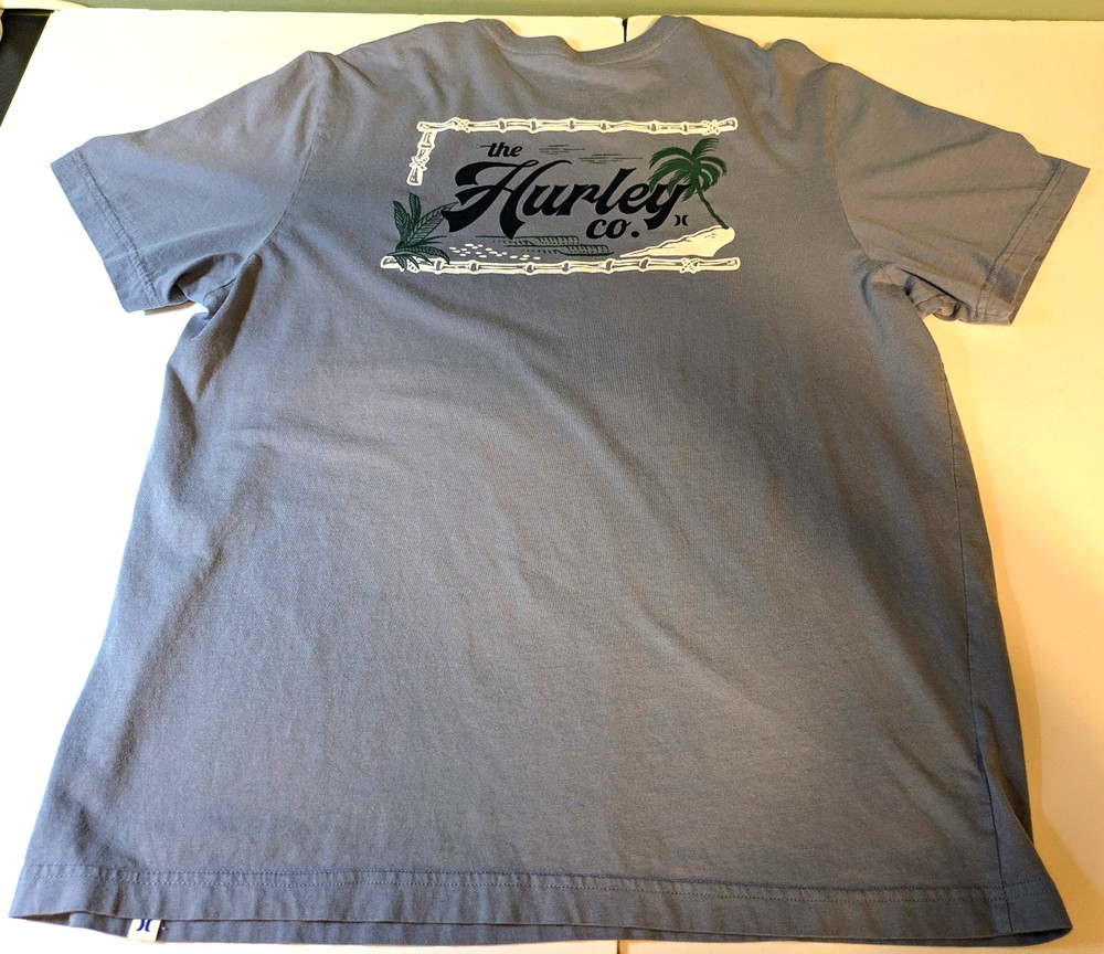 Hurley Palm Trees Light Blue-Grey Men's XL T-Shirt