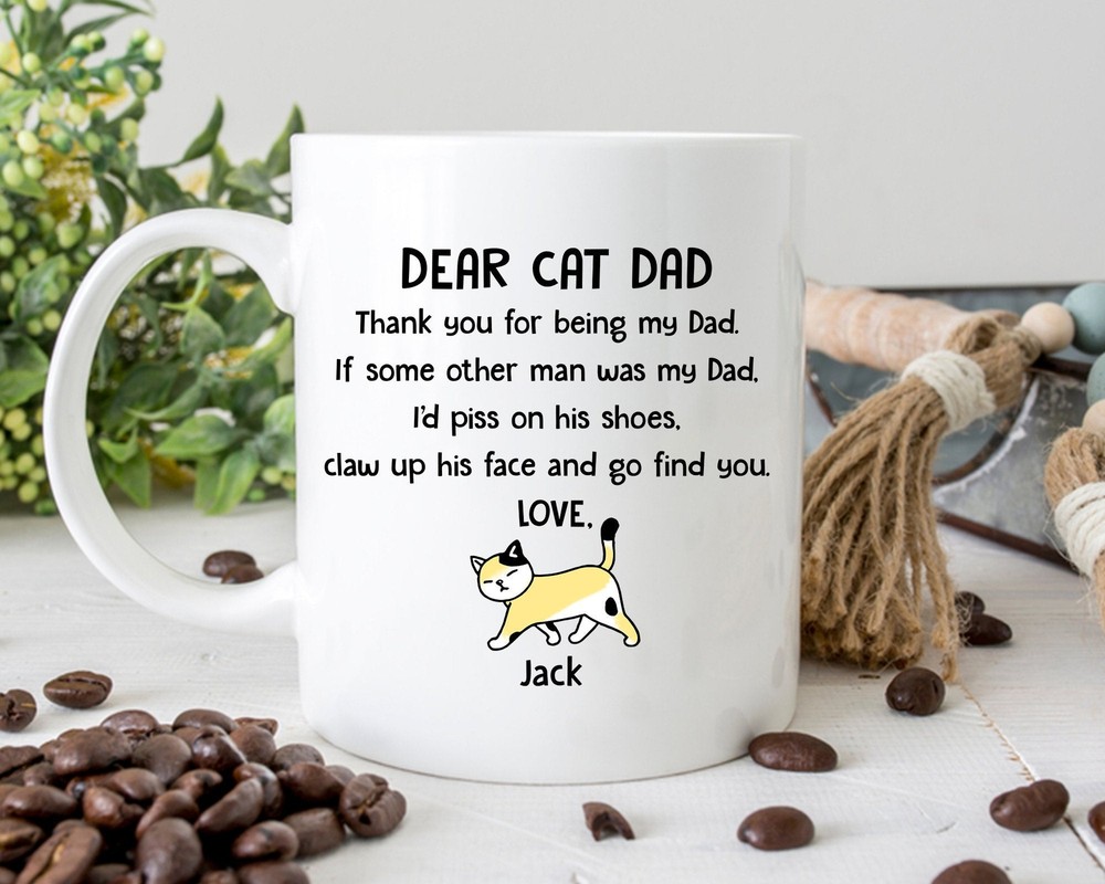 Personalized Cat Mug Thank For Being My Dad Custom Cat Dad Cat Lovers Mug Father