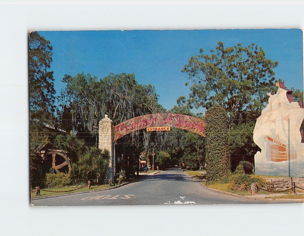 Postcard San Marco Avenue Entrance to the Fountain of Youth St Augustine Florida