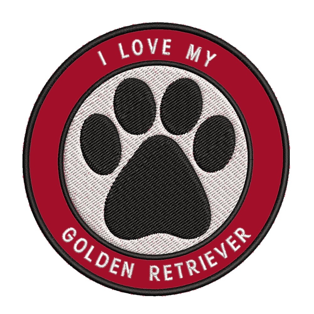 Golden Retriever Patch Embroidered Iron-On Applique K9 Canine Family Pet