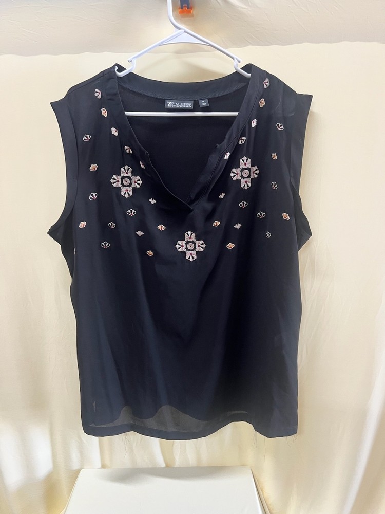New York & Company Women's Sleeveless Blouse Black Size XL